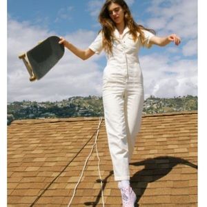 urban outfitters lizzy coverall white jumpsuit